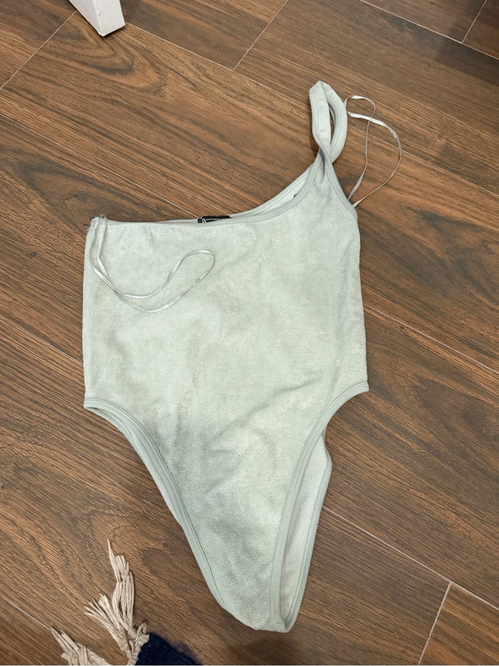 Zara Sage Green One-Shoulder Bodysuit